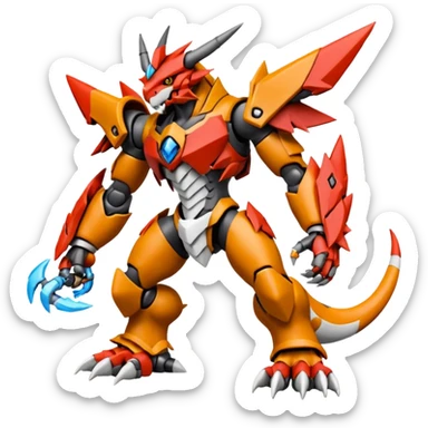 Digitigrade Cool Badass Wargreymon-Guilmon-Pokémon-Digimon-Fakémon-fusion-hybrid-creature sticker