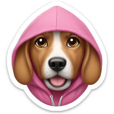 a dog that has a pink hoodie on it sticker