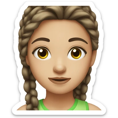 make a girl with brown hair green eyes and light black eyebrows sticker