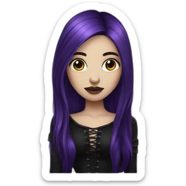 gothic girl long dark purple hair sticker