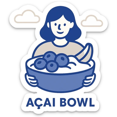 acai bowl icon, flat minimal style, clean lines, modern, white background sticker