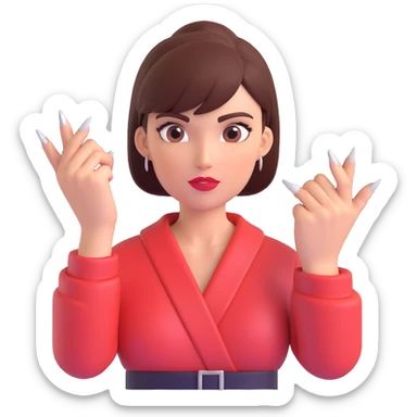 fashionable woman with sharp colorful nails striking a pose with attitude sticker