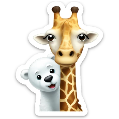 Giraffe with polar bear sticker