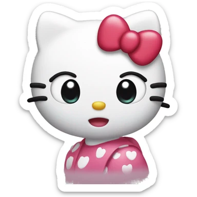 Hello kitty with hearts as eyes sticker