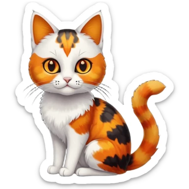 small tortoiseshell cat. amber eyes. full body. 0% white  sticker