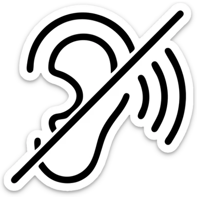deaf icon, stylized ear with sound waves crossed out sticker