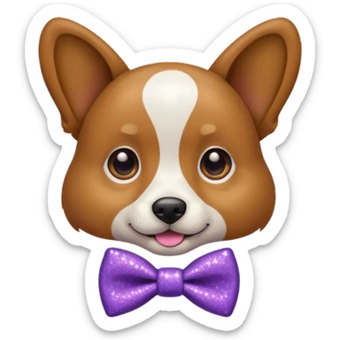 Cachorro adulto com gravata roxa com glitter sticker