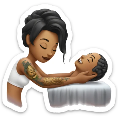 Women getting a tattoo of a Buddha sticker