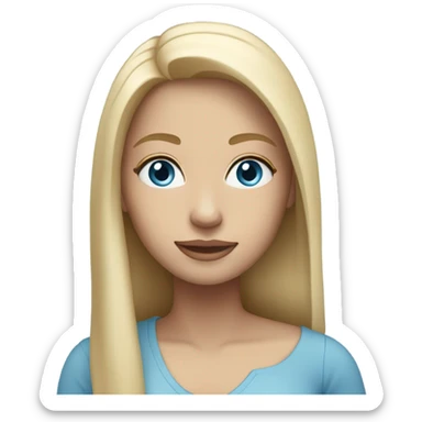 light blonde straight long hair with light blue eyes woman sticker