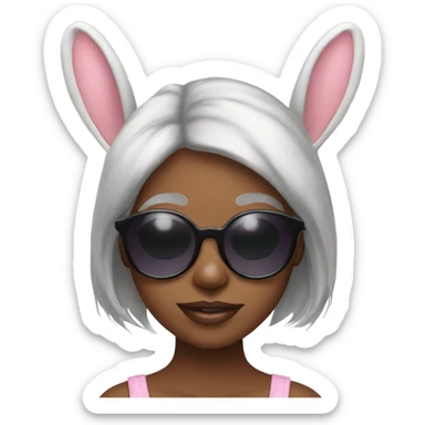 girl in oversized sunglasses and bunny ears sticker