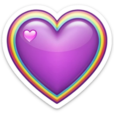rainbow bordered purple heart sticker