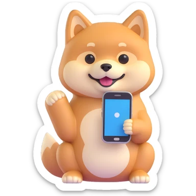 shiba inu holding a phone sticker