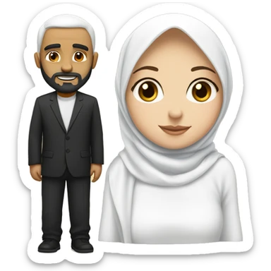 Girl with white hijab and islamische man with black Full Bears and white Skin Married  sticker