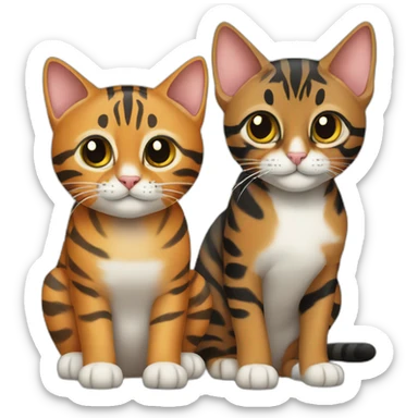 two-cats-bengal-and-small-cat-black-together sticker