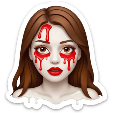 Brown Hair, Woman, white paint drip, face, hot, Sexy, lips sticker