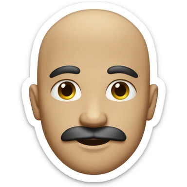 young bald man with big bushy brown moustache and no glasses sticker