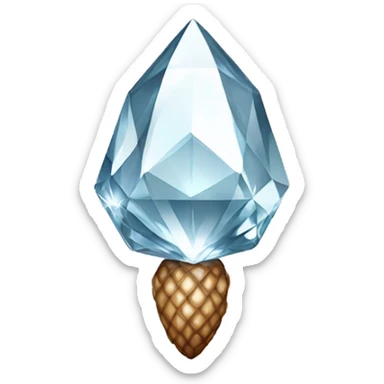 a Diamond Acorn, sparkling cut diamond, with short top and stem sticker