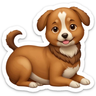 pregnant curly dog holding its belly sticker