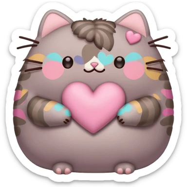 pusheen heart Pink cute sticker
