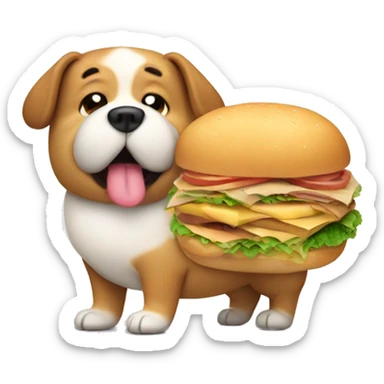fat dog with a sandwich  sticker