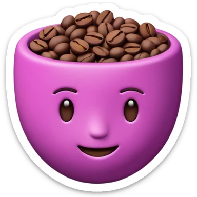 Create 3D minimalist emoji in the style of Coffee Lover — a coffee shop and roastery brand.
Style: cozy, warm.
Colors — purple-pink range.
🫘 coffee beans sticker