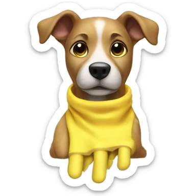 Dog wearing yellow cleaning gloves as he is washing the dishes sticker