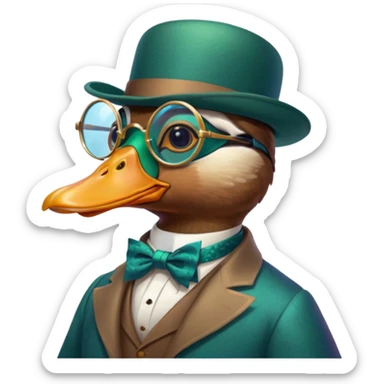 Create a mallard which has  a monocle glasses
 sticker
