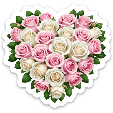 heart-shaped bouquet of pink and white roses sticker