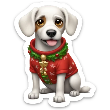 Dog wearing christmas clothes sticker
