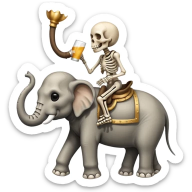 Skeleton Rider on elephant, Drinking. sticker