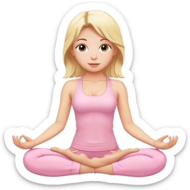 blonde yoga girl light pink clothes n sticker