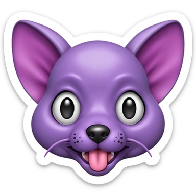 alien dog purple very big folded ear and tongue sticking out sticker