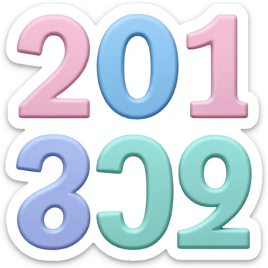 Numbers 1, 2, 3 in pastel colors (pink, blue, green), Pixar-style 3D, hand-drawn texture, soft shadow, transparent background sticker