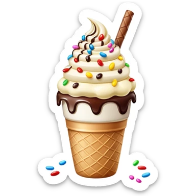 Thai rolled ice cream with colorful toppings in a cup sticker