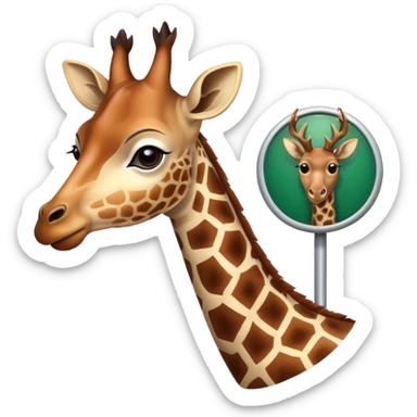 la girafe avec un cerf tete avec lenseigne body shop derriere elle sticker