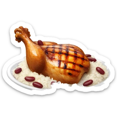 Grilled chicken with rice, red beans sticker