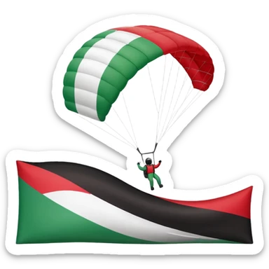 a palestinian flag with a paraglider sticker