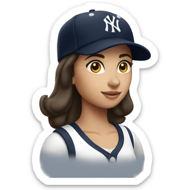 Brunette girl New York Yankees cap sticker