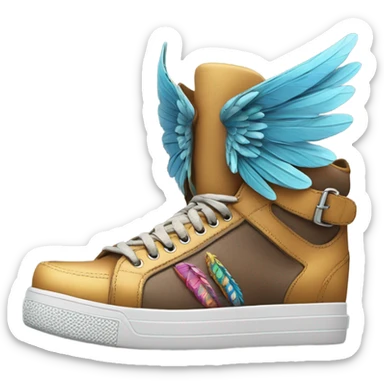 Footwear with wing sticker