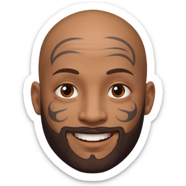bald bearded man with face tattoo sticker