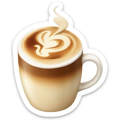 light creamy coffee with coffee art on sticker