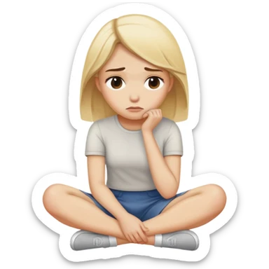 Blonde woman sitting waiting sad sticker