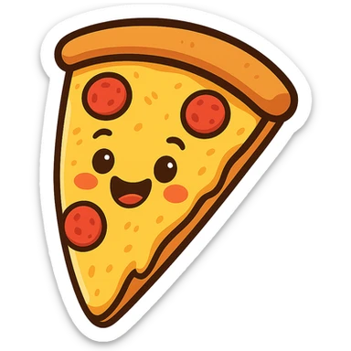 happy slice of pizza, general style, cheerful and inviting sticker
