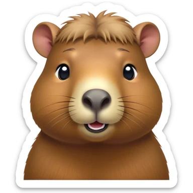 Cinematic Cute Capybara Portrait Emoji, Head tilted playfully and inquisitively, with a delightfully fluffy, rounded form accented by soft, inviting fur and round, sparkling eyes full of charm, Simplified yet irresistibly adorable features, highly detailed, glowing with a warm, friendly glow, high shine, affectionate and lively, stylized with a touch of whimsical cuteness, soft glowing outline, capturing the essence of a mischievous yet loving capybara that feels like it could tumble out of the screen into your arms! sticker