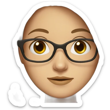 A white Girl with glasses,Brown long hair, grenn dress sticker