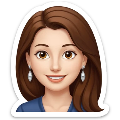 Head without neck of a 35-year-old woman, white skin, long brown hair combed to the left side and small silver earrings, small lips and pointed nose, brown eyes. sticker