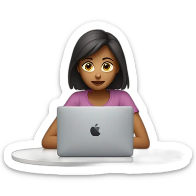 the girl is sitting at her macbook and is staring at it intently sticker