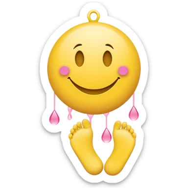 smiley face 😊 with feet dangling behind it 🦶 sticker