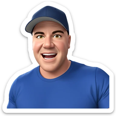 smiling boy in baseball cap sticker