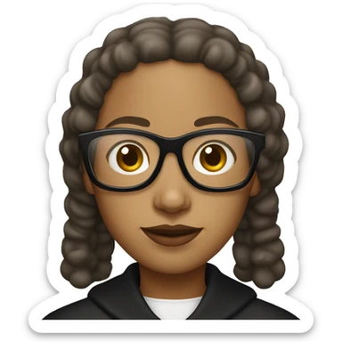 Female nun with medium skin tone and curly hair wearing spike Lee glasses sticker